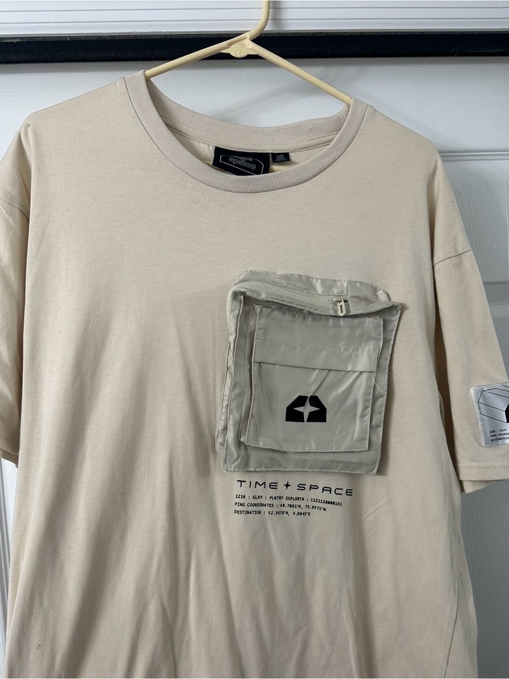 Time + Space Men's Short Sleeve Pocket Tee — Beige